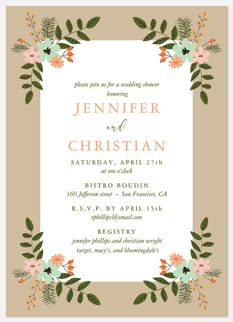 Folksy Floral Bridal Shower Invitations