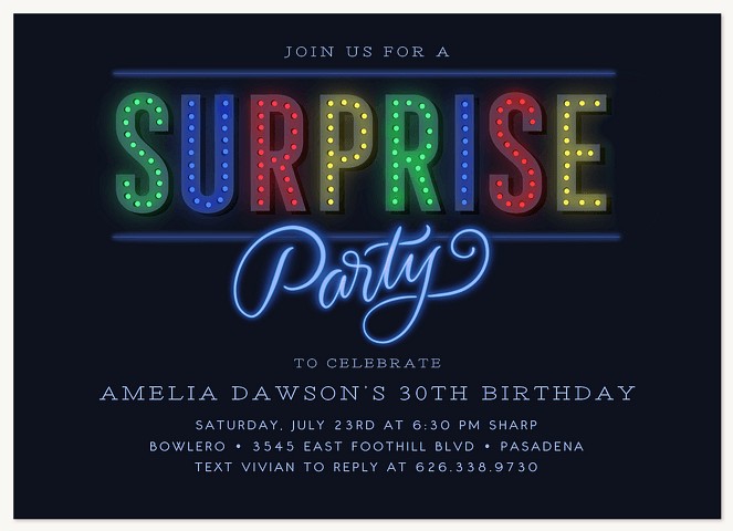 Surprise Lights Adult Birthday Party Invitations