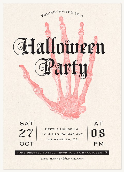Skeleton Hand Halloween Party Invitations