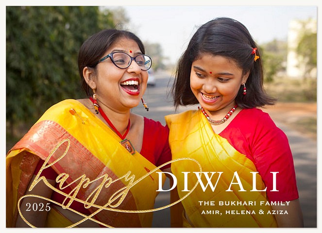 Fanciful Script Diwali Holiday Cards
