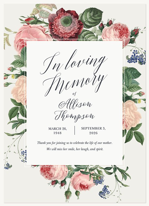 Vintage Botanica Memorial & Sympathy Cards