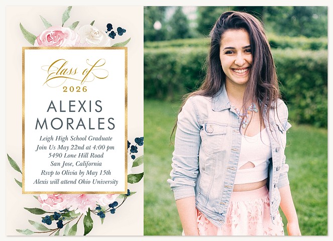 Graceful Floral Graduation Invitations