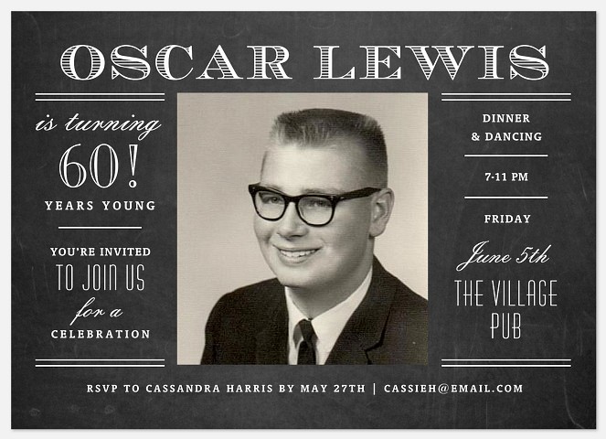 Classic Bulletin Adult Birthday Invitations