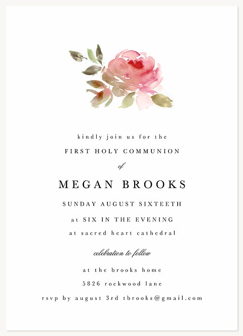 Classic Rose First Communion Invitations