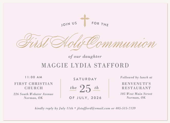 Special Day First Communion Invitations