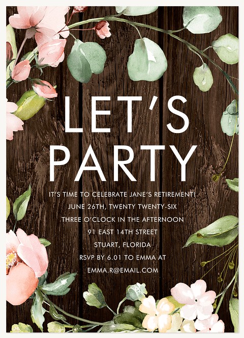 Country Floral Party Invitations
