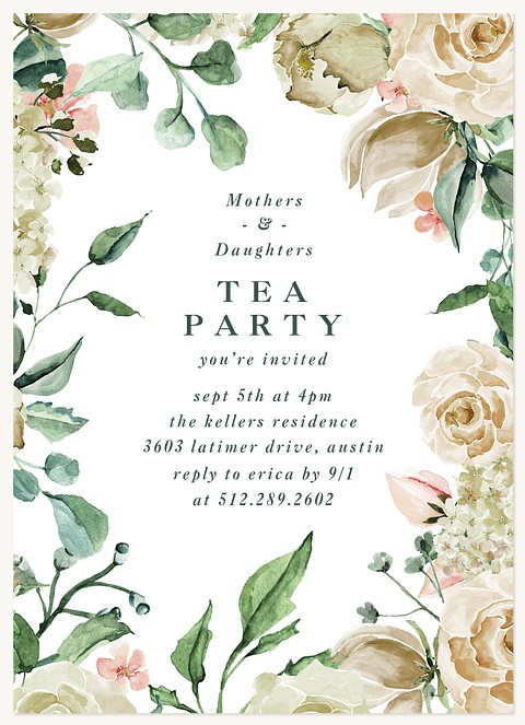 Floral Tea Party Party Invitations