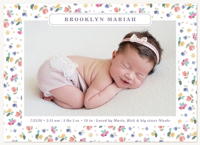 Posy Print Baby Announcements