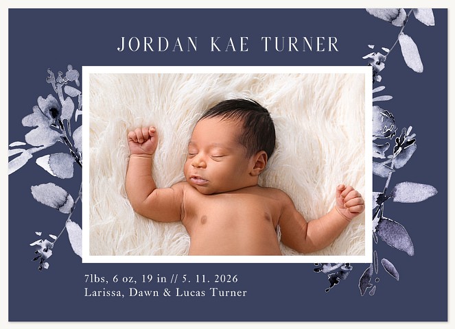 Inked Foliage Baby Announcements