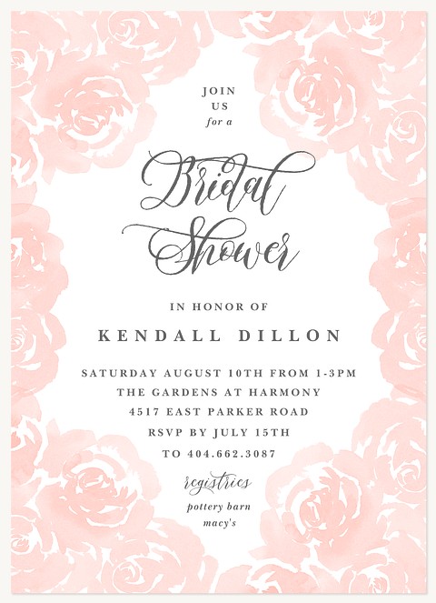 Rosey Garden Bridal Shower Invitations