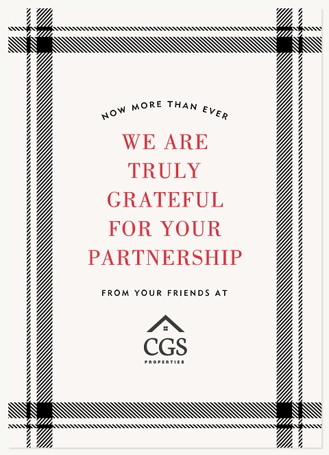 Plaid Border Business Thank You Cards