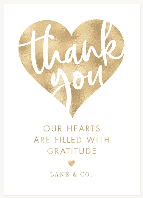 Golden Heart Business Thank You Cards