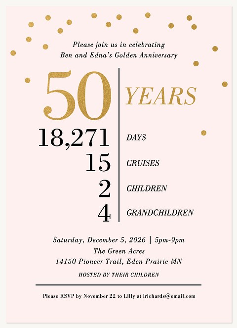 50 Things Wedding Anniversary Invitations