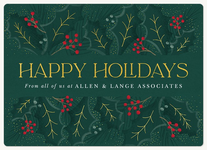 Sparkling Holly Holiday & Christmas Magnet Cards