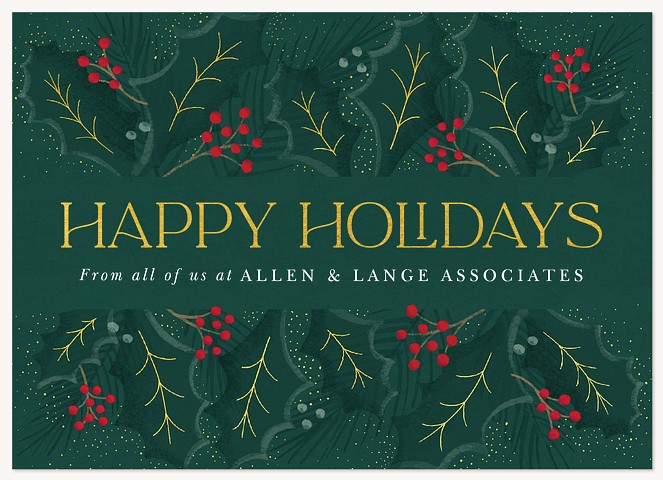 Sparkling Holly Business Holiday Cards