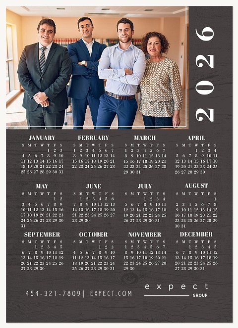 Woodgrain Calendar Business Holiday Cards