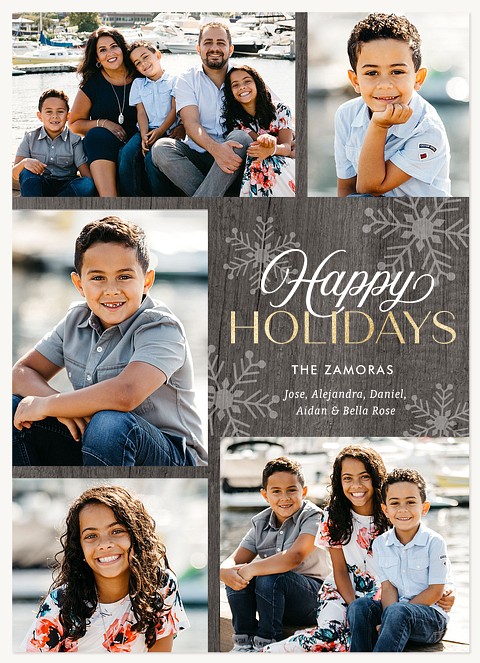 Rustic Flurry Photo Holiday Cards