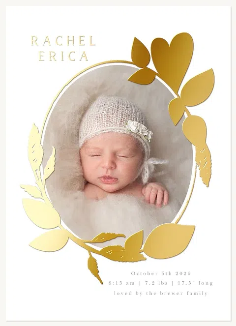 Golden Laurels Girl Baby Announcements