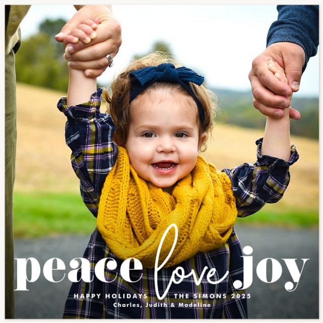 Peace, Love, Joy Personalized Holiday Cards