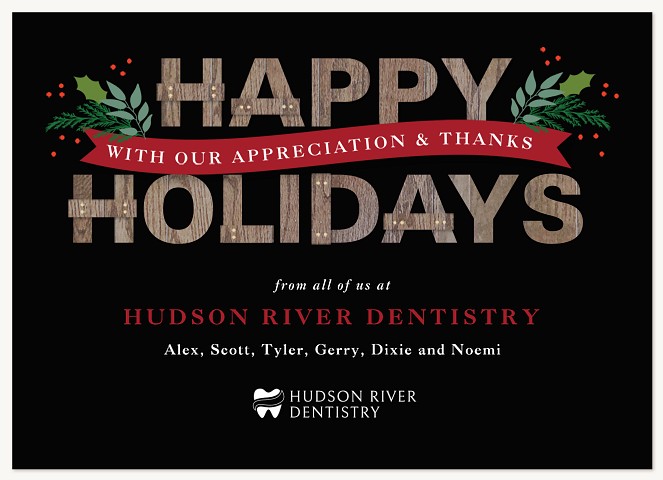 Festive Woodgrain Business Holiday Cards