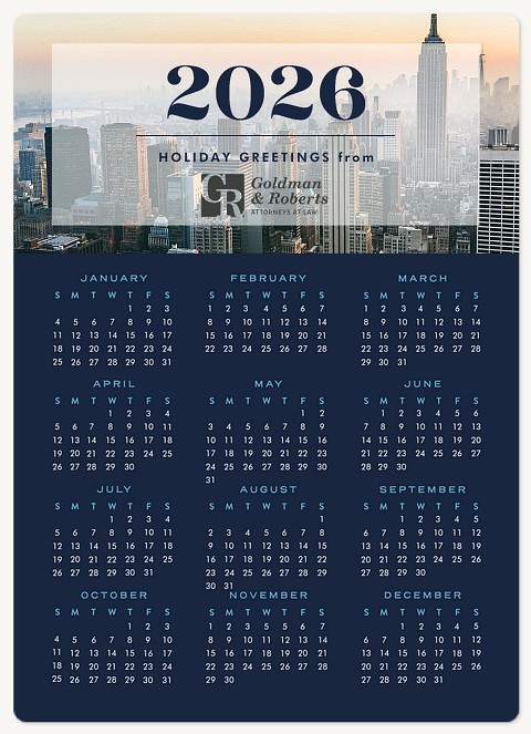 Contemporary Calendar Holiday & Christmas Magnet Cards