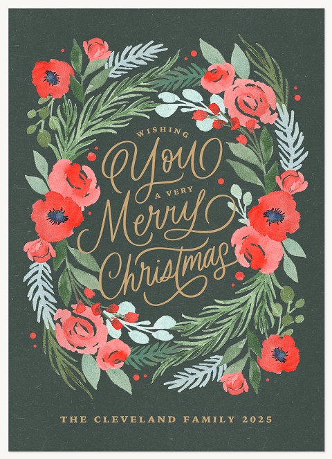 Painted Wreath Personalized Holiday Cards