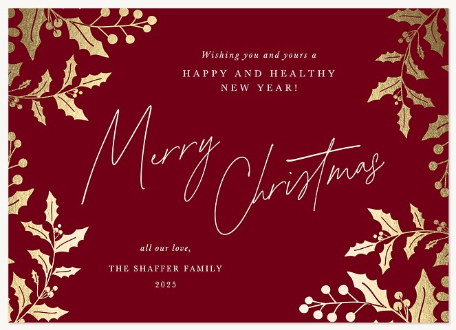 Golden Ilex Personalized Holiday Cards