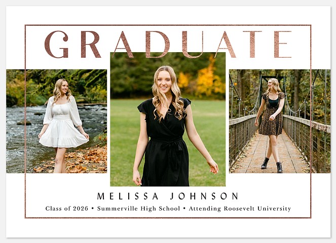 Rose Gold Trio Graduation Announcements