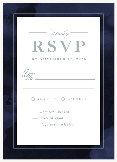 Navy Watercolor Wedding RSVP Cards