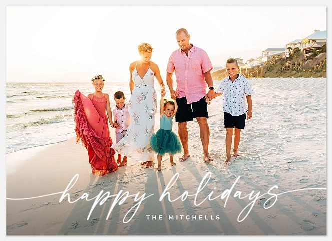 Flowing Script Holiday Photo Cards