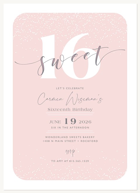 Sweet Glitter Teen Birthday Invitations