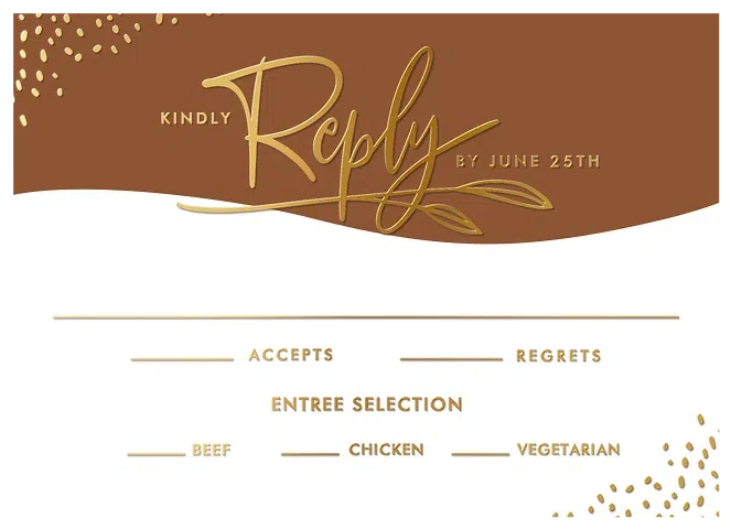 Gilded Rustic Wedding RSVP Cards