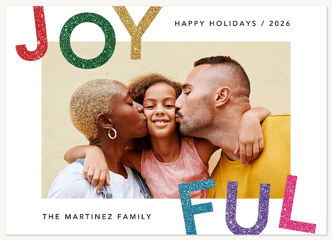 Joyful Glitter Personalized Holiday Cards