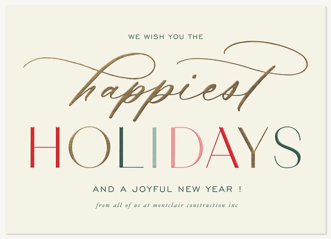 Colorful Type Business Holiday Cards