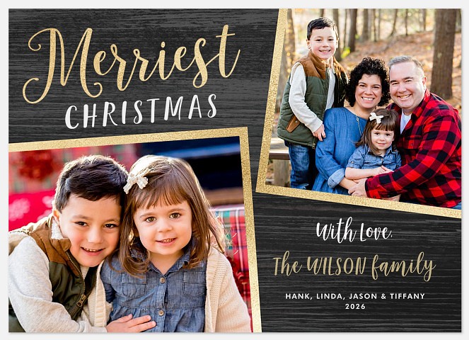 Glam Rustic Holiday Photo Cards