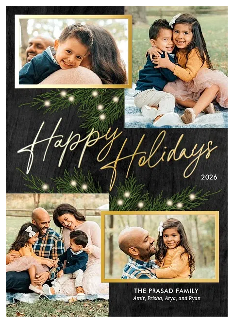 Rustic Shine Personalized Holiday Cards
