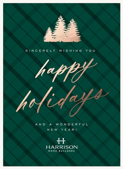 Glam Plaid Business Holiday Cards