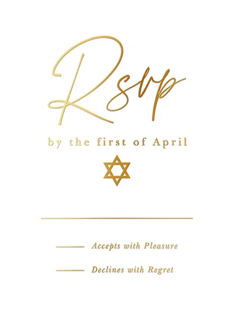 Gold Star Glamour Bat Mitzvah RSVP Cards