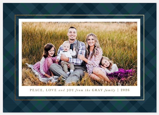 Peaceful Plaid Holiday Photo Cards