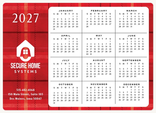 Plaid Calendar Holiday & Christmas Magnet Cards