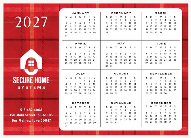 Plaid Calendar Business Holiday Cards