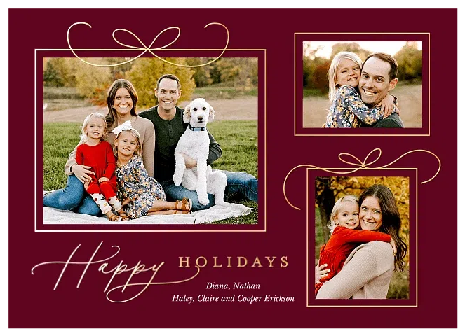 Ribbon Adorned Personalized Holiday Cards