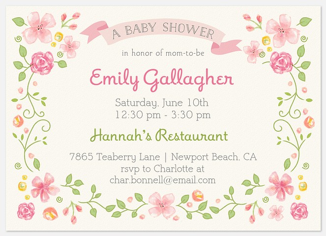 Floral Framed Baby Shower Invitations