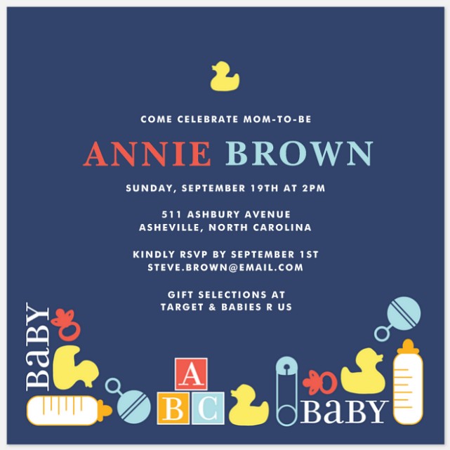 Baby Essentials Baby Shower Invitations