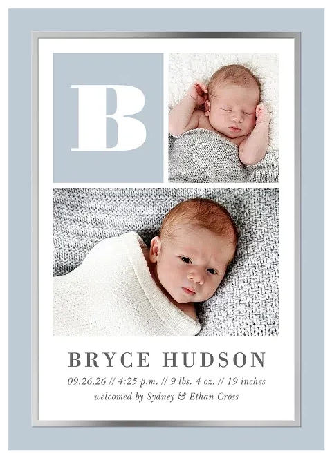 Dignified Monogram Boy Baby Announcements