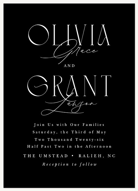 Simple Fonts Wedding Invitations