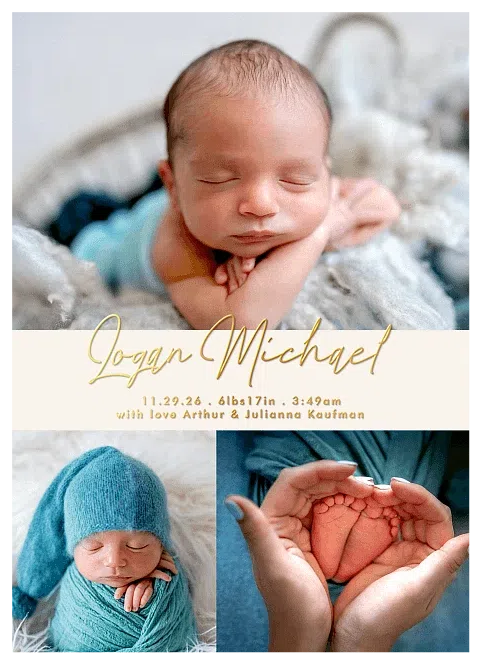 Minimalist Trio Baby Announcements