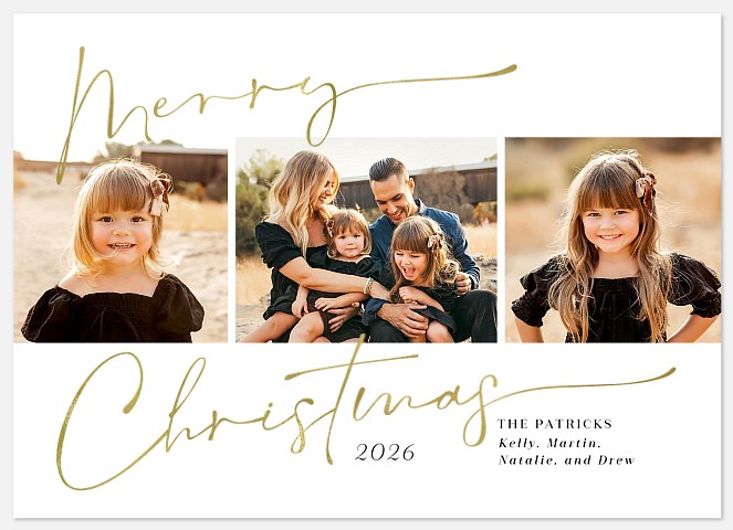 Calligraphic Elegance Holiday Photo Cards