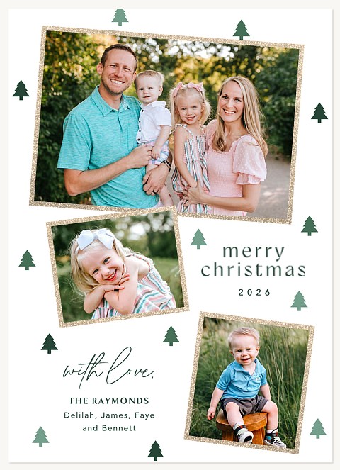 Evergreen Sparkle Personalized Holiday Cards
