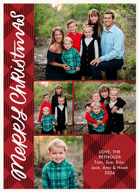 Classic Plaid Collage Personalized Holiday Cards